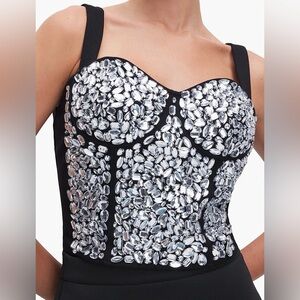 Good American Black and Silver Embellished Top